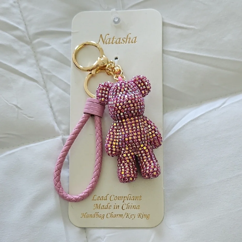 Natasha Rhinestone Bear Bag Charm/Key Ring - Picture 1 of 3